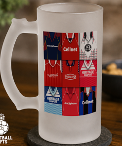Middlesbrough Retro Shirt Montage Frosted Beer Glass Classic Kits