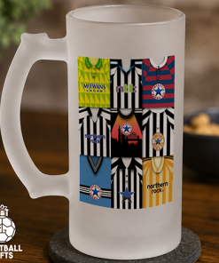 Newcastle Utd Retro Shirt Montage Frosted Beer Glass Classic Kits