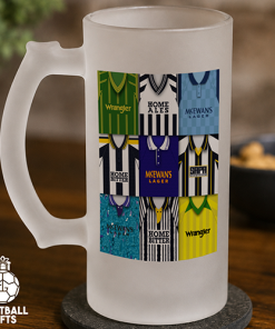 Notts County Retro Shirt Montage Frosted Beer Glass Classic Kits