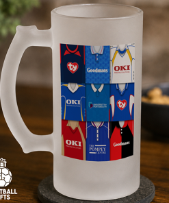 Portsmouth Retro Shirt Montage Frosted Beer Glass Classic Kits