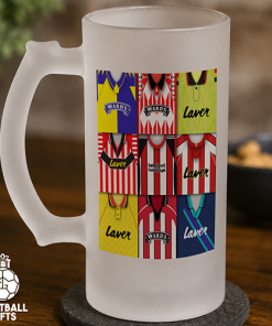 Sheff Utd Retro Shirt Montage Frosted Beer Glass Classic Kits