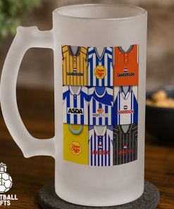Sheff Wednesday Retro Shirt Montage Frosted Beer Glass Classic Kits