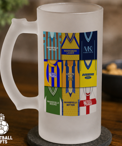 Mansfield Town Retro Shirt Montage Frosted Beer Glass Classic Kits