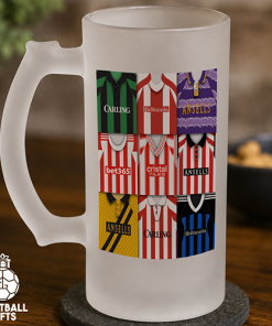 Stoke City Retro Shirt Montage Frosted Beer Glass Classic Kits