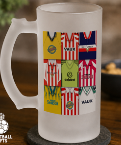 Sunderland Retro Shirt Montage Frosted Beer Glass Classic Kits