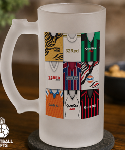 Swansea City Retro Shirt Montage Frosted Beer Glass Classic Kits