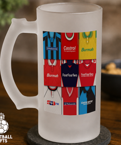 Swindon Town Retro Shirt Montage Frosted Beer Glass Classic Kits