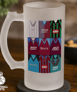 Aston Villa Retro Shirt Montage Frosted Beer Glass Classic Kits