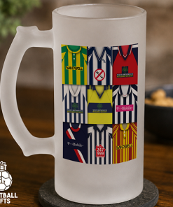 West Brom Retro Shirt Montage Frosted Beer Glass Classic Kits