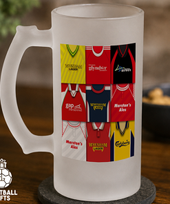 Wrexham Retro Shirt Montage Frosted Beer Glass Classic Kits