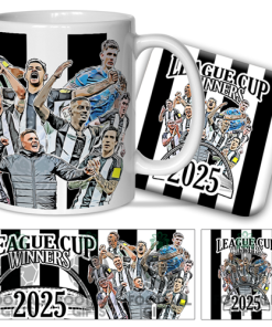Newcastle Utd Leage Cup Winners 2025 Mug & Coaster Set Design 1 Toon Army