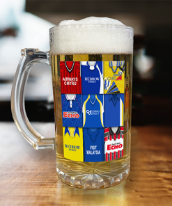 Cardiff City Retro Shirt Montage Beer Glass Classic Kits