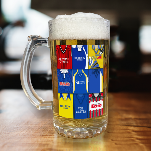 Cardiff City Retro Shirt Montage Beer Glass Classic Kits