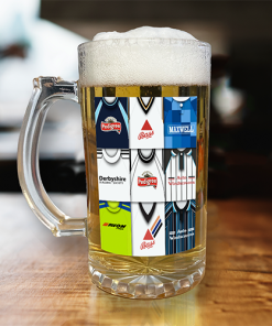 Derby County Retro Shirt Montage Beer Glass Classic Kits