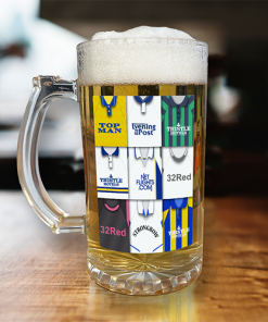 Leeds Utd Retro Shirt Montage Beer Glass Classic Kits