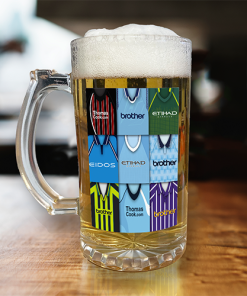 Man City Retro Shirt Montage Beer Glass Classic Kits