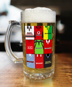Man Utd Retro Shirt Montage Beer Glass Classic Kits