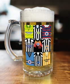 Newcastle Utd Retro Shirt Montage Beer Glass Classic Kits
