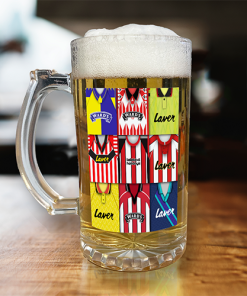 Sheff Utd Retro Shirt Montage Beer Glass Classic Kits