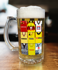 Watford Retro Shirt Montage Beer Glass Classic Kits