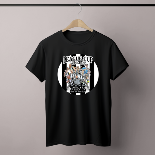 Newcastle Utd League Cup Final Winners 2025 Design 1 Black T-Shirt Tee - Image 3