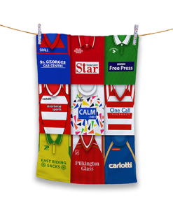 Tea Towel Doncaster Rovers Classic Kits Montage Retro Shirt Tea Towel