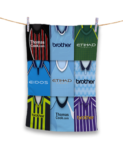 Tea Towel Man City Classic Kits Montage Retro Shirt Tea Towel