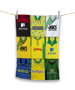 Tea Towel Norwich City Classic Kits Montage Retro Shirt Tea Towel
