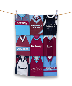 Tea Towel West Ham Classic Kits Montage Retro Shirt Tea Towel