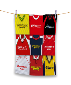 Tea Towel Wrexham Classic Kits Montage Retro Shirt Tea Towel
