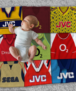 Arsenal Classic Kits Montage Retro Shirt Baby Fleece Blanket