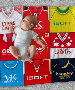 Barnsley Classic Kits Montage Retro Shirt Baby Fleece Blanket