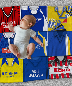 Cardiff City Classic Kits Montage Retro Shirt Baby Fleece Blanket
