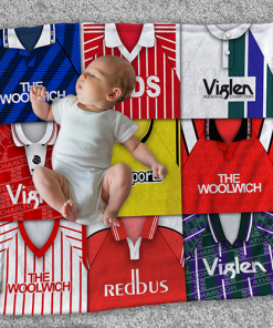 Charlton Classic Kits Montage Retro Shirt Baby Fleece Blanket