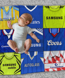 Chelsea Classic Kits Montage Retro Shirt Baby Fleece Blanket