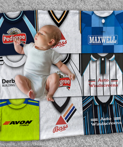 Derby Classic Kits Montage Retro Shirt Baby Fleece Blanket