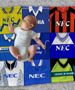 Everton Classic Kits Montage Retro Shirt Baby Fleece Blanket