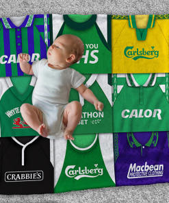 Hibs Classic Kits Montage Retro Shirt Baby Fleece Blanket