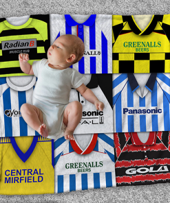 Huddersfield Classic Kits Montage Retro Shirt Baby Fleece Blanket