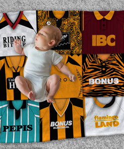 Hull City Classic Kits Montage Retro Shirt Baby Fleece Blanket