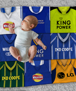 Leicester Classic Kits Montage Retro Shirt Baby Fleece Blanket