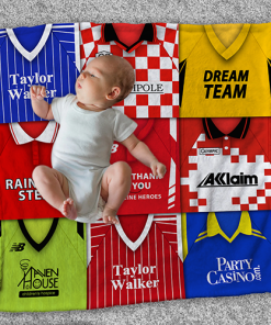 Leyton Orient Classic Kits Montage Retro Shirt Baby Fleece Blanket