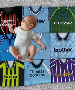 Man City Classic Kits Montage Retro Shirt Baby Fleece Blanket