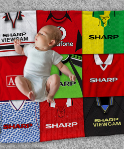 Man Utd Classic Kits Montage Retro Shirt Baby Fleece Blanket