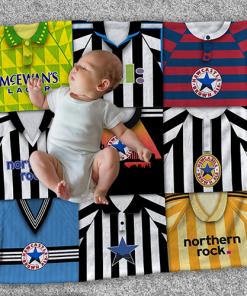 Newcastle Utd Classic Kits Montage Retro Shirt Baby Fleece Blanket