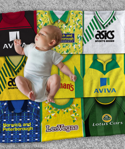 Norwich Classic Kits Montage Retro Shirt Baby Fleece Blanket