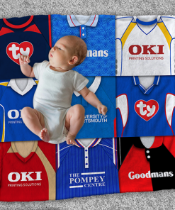 Portsmouth Classic Kits Montage Retro Shirt Baby Fleece Blanket
