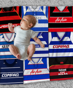QPR Classic Kits Montage Retro Shirt Baby Fleece Blanket