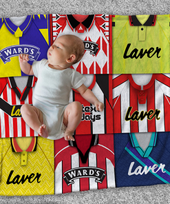 Sheff Utd Classic Kits Montage Retro Shirt Baby Fleece Blanket