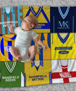 Mansfield Classic Kits Montage Retro Shirt Baby Fleece Blanket Stags